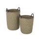 Set de 3 paniers rond avec anses en bois naturel 35x35x61 cm Set de 3 paniers rond avec anses en bois naturel 35x35x61 cm