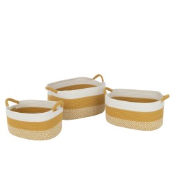 Set de 3 paniers rectangles avec anses en textile orange 43x29x24 cm