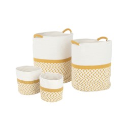 Set de 4 paniers ronds en textile orange 52x43x46 cm