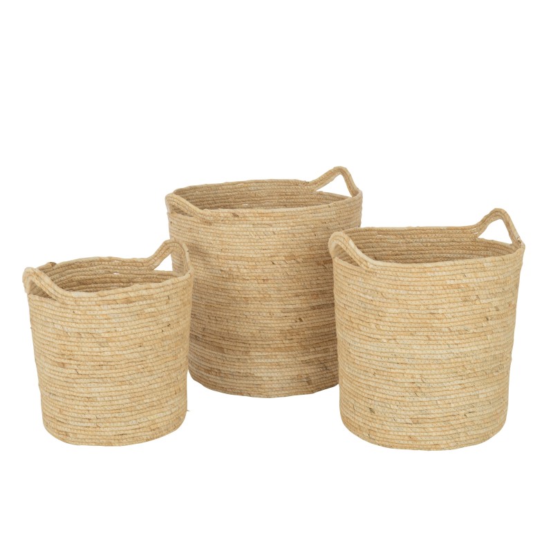 AOFANGSHIYE Lot De 3 Paniers De Rangement Tissés - Corde De Coton Avec Poignées (Jaune, Rose, Bleu)