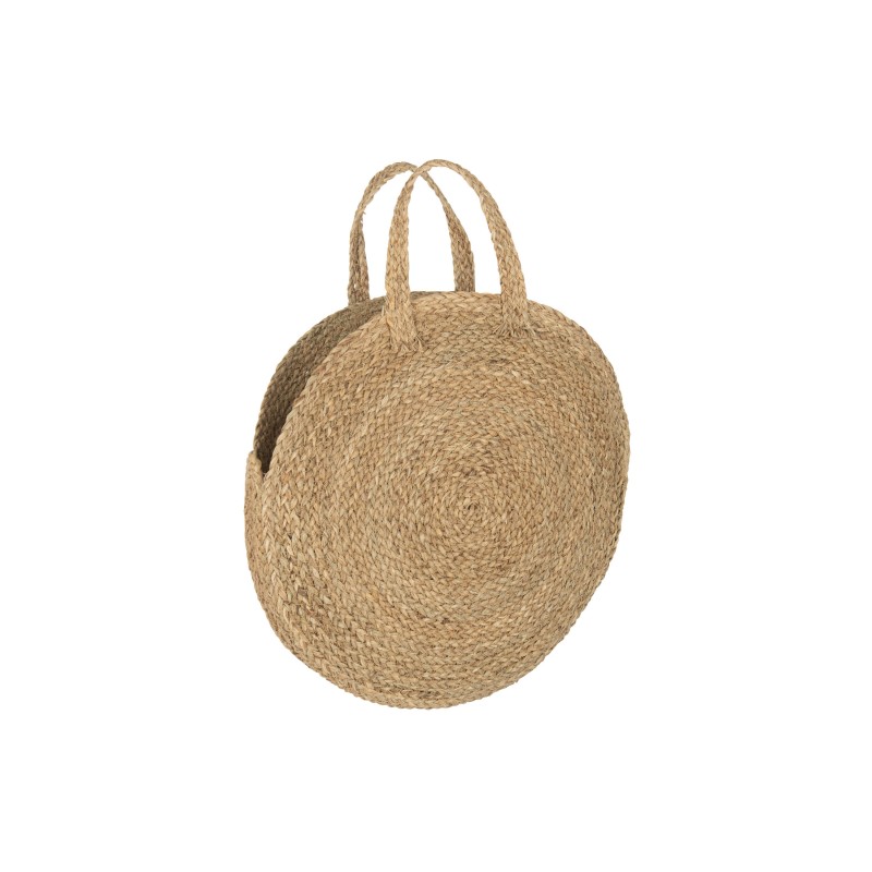 Sac rond avec anses en bois naturel 58x5x50 cm