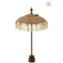 Parasol avec floches et pied en textile beige 52x52x87 cm