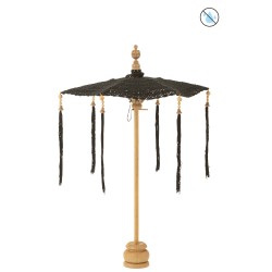 Parasol avec floches et pied en textile noir 94x53x53 cm