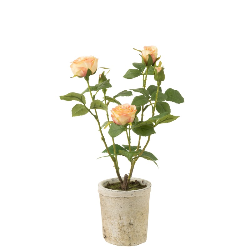 Rose 5 têtes en pot en textile jaune 20x20x38 cm Rose 5 têtes en pot en textile jaune 20x20x38 cm