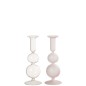 Set de 2 chandeliers boules 1 bougie en verre rose 8x8x21 cm Set de 2 chandeliers boules 1 bougie en verre rose 8x8x21 cm