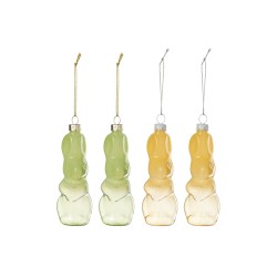 Suspension de 4 lapins en verre multicouleur 4x4x12 cm