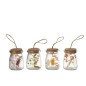 Suspension de 4 pots avec fleurs séchées en verre multicouleur 5x5x8 cm Suspension de 4 pots avec fleurs séchées en verre multicouleur 5x5x8 cm