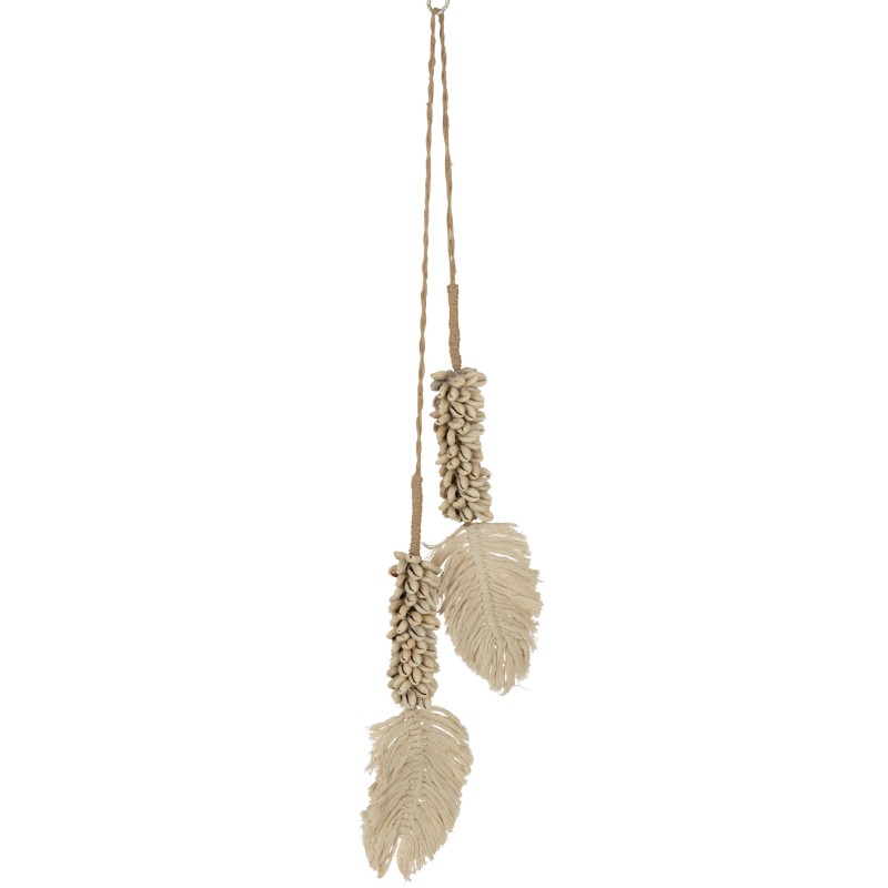 Suspension de coquillages avec cordes en textile naturel 66x18x3 cm