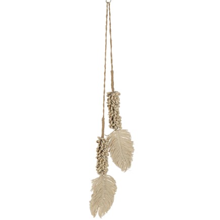 Suspension de coquillages avec cordes en textile naturel 66x18x3 cm