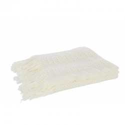 Plaid tricot en textile blanc 143x195x1 cm