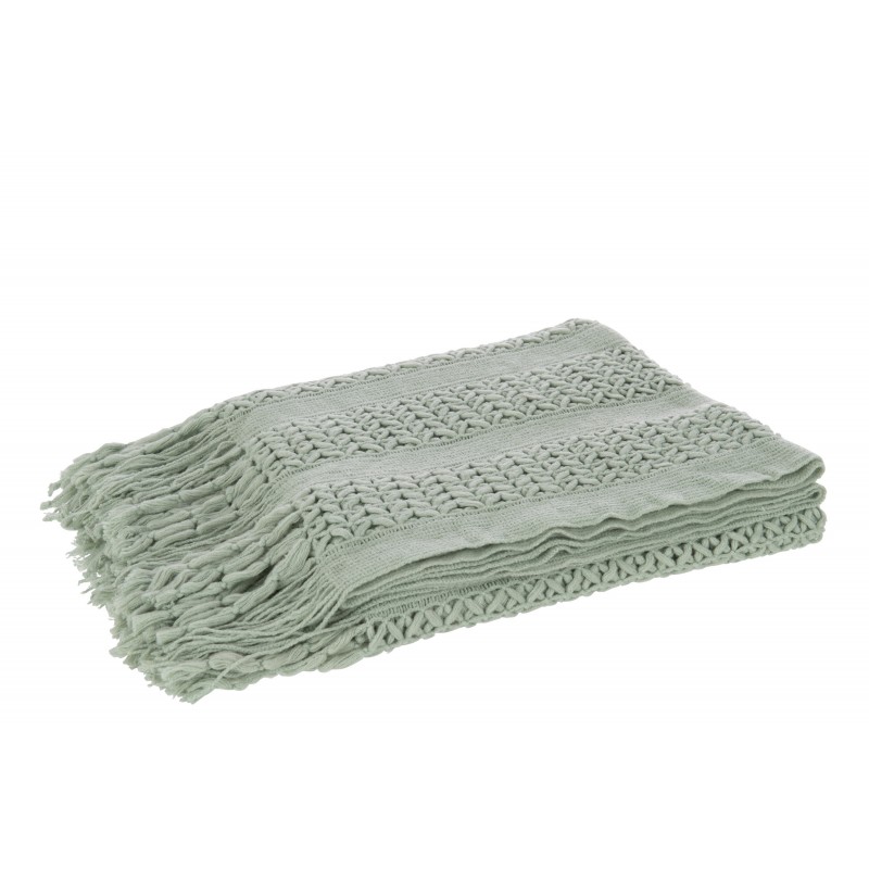Plaid tricot en textile vert 143x195x1 cm
