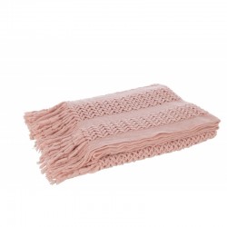 Plaid tricot en textile rose 143x195x1 cm