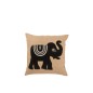 Cuscino in cotone beige con elefante nero 45x45x11 cm Cuscino in cotone beige con elefante nero 45x45x11 cm