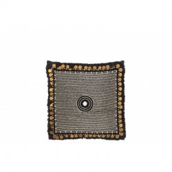 Coussin avec perle en coton noir 45x45x11 cm