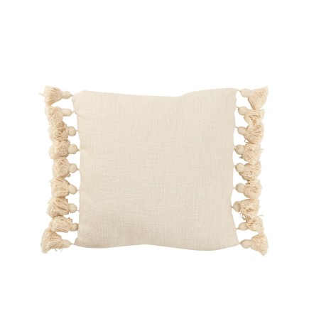 Cuscino quadrato con floche in cotone beige 49x48x16 cm - Cuscino per esterni