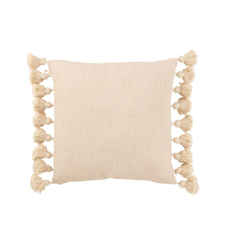 Cuscino quadrato con floche in cotone beige 49x47x1 cm - Cuscino per esterni Cuscino quadrato con floche in cotone beige 49x47x1 cm - Cuscino per esterni