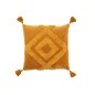 Cuscino quadrato con floof in cotone ocra 63x63x12 cm Cuscino quadrato con floof in cotone ocra 63x63x12 cm