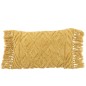 Cuscino rettangolare con frange in cotone ocra 78x40x15 cm Cuscino rettangolare con frange in cotone ocra 78x40x15 cm