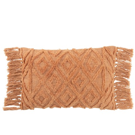 Cojín rectangular con pompones de algodón salmón 78 x 40 x 15 cm