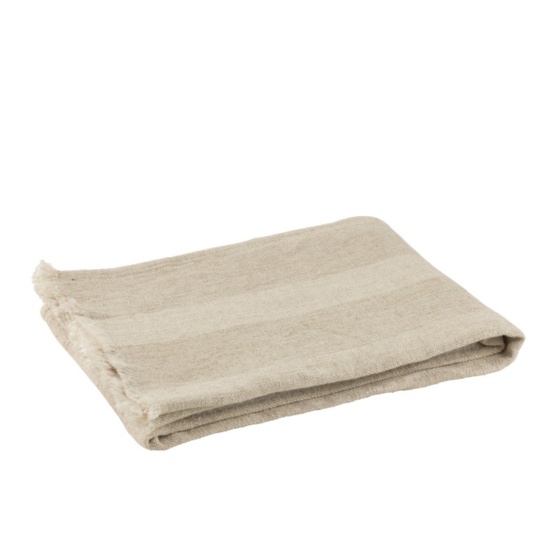JETE DE LIT LIGNES LIN BEIGE