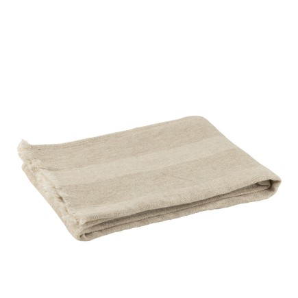 JETE DE LIT LIGNES LIN BEIGE