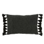 Coussin rectangulaire avec floches en coton noir 59x40x17 cm - Coussin d'extérieur Coussin rectangulaire avec floches en coton noir 59x40x17 cm - Coussin d'extérieur