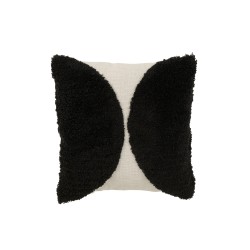 Cuscino quadrato con semicerchio in cotone nero 45x45x15 cm