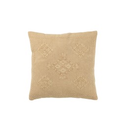 Cuscino quadrato con semicerchio in cotone beige 45x45x15 cm