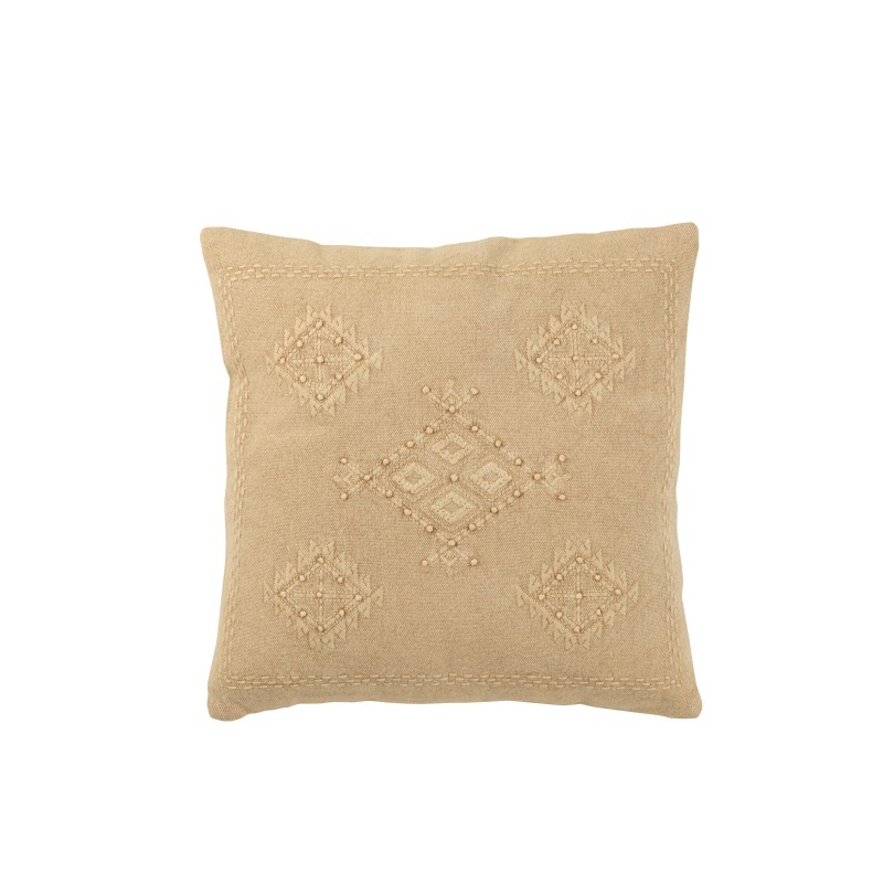 Coussin carré avec demi-cercle en coton beige 45x45x15 cm