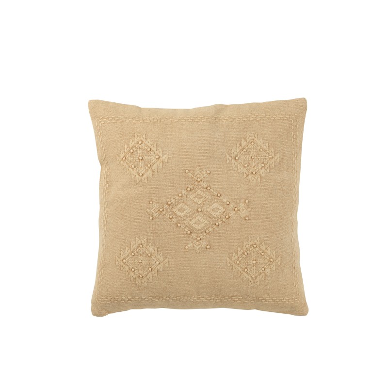 Cuscino quadrato con semicerchio in cotone beige 45x45x15 cm Cuscino quadrato con semicerchio in cotone beige 45x45x15 cm