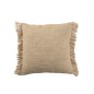 Cuscino quadrato con frange in cotone beige 45x45x15 cm Cuscino quadrato con frange in cotone beige 45x45x15 cm