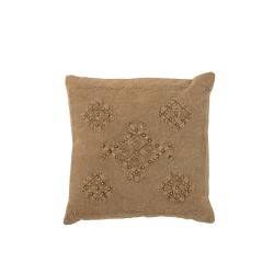 Cuscino con ricamo in cotone marrone 45x45x15 cm