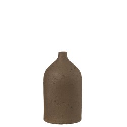 Vase col bouteille en céramique marron 16x16x28 cm