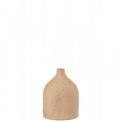 Vase col bouteille en céramique beige 15x15x20 cm