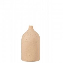 Vase col bouteille en céramique beige 16x16x28 cm