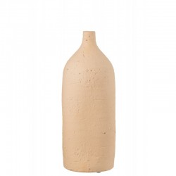 Vase col bouteille en céramique beige 14x14x40 cm