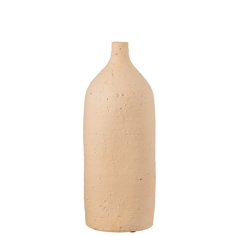 Vase col bouteille en céramique beige 14x14x40 cm Vase col bouteille en céramique beige 14x14x40 cm