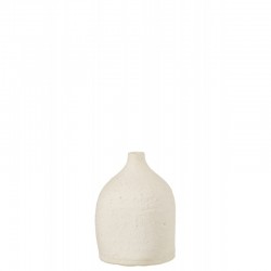 Vase col bouteille en céramique blanc 15x15x20 cm
