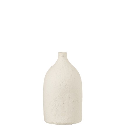 Vase col bouteille en céramique blanc 16x16x28 cm