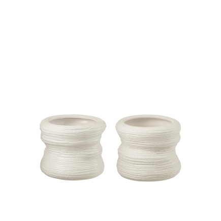 Set de 2 cachepots en céramique blanc 25.5x25.5x20.5 cm