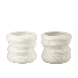 Set de 2 cachepots en céramique blanc 32x32x26 cm