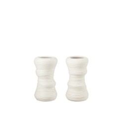 Set de 2 vases en céramique blanc 17x17x30 cm