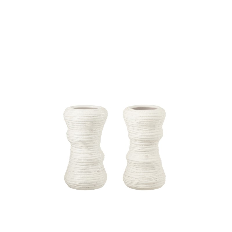 Set de 2 vases en céramique blanc 17x17x30 cm Set de 2 vases en céramique blanc 17x17x30 cm