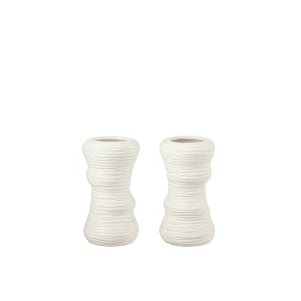 Set de 2 vases en céramique blanc 17x17x30 cm