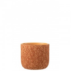 Cachepot de cerámica naranja de 18.5x18.5x16.5 cm
