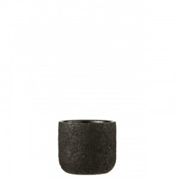 Cachepot en céramique noir 15x15x13.5 cm