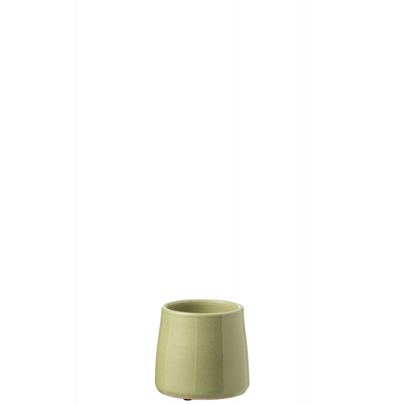 cachepot rond en céramique vert 13.5x13.5x13 cm