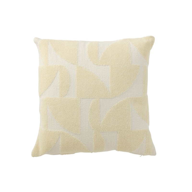 Cuscino quadrato con motivi geometrici in tessuto giallo 43x43x10 cm Cuscino quadrato con motivi geometrici in tessuto giallo 43x43x10 cm
