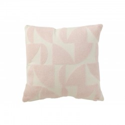 Coussin carré avec formes géométriques en textile rose 43x43x10 cm