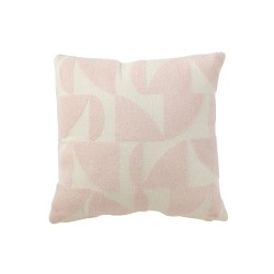 Coussin carré avec formes géométriques en textile rose 43x43x10 cm